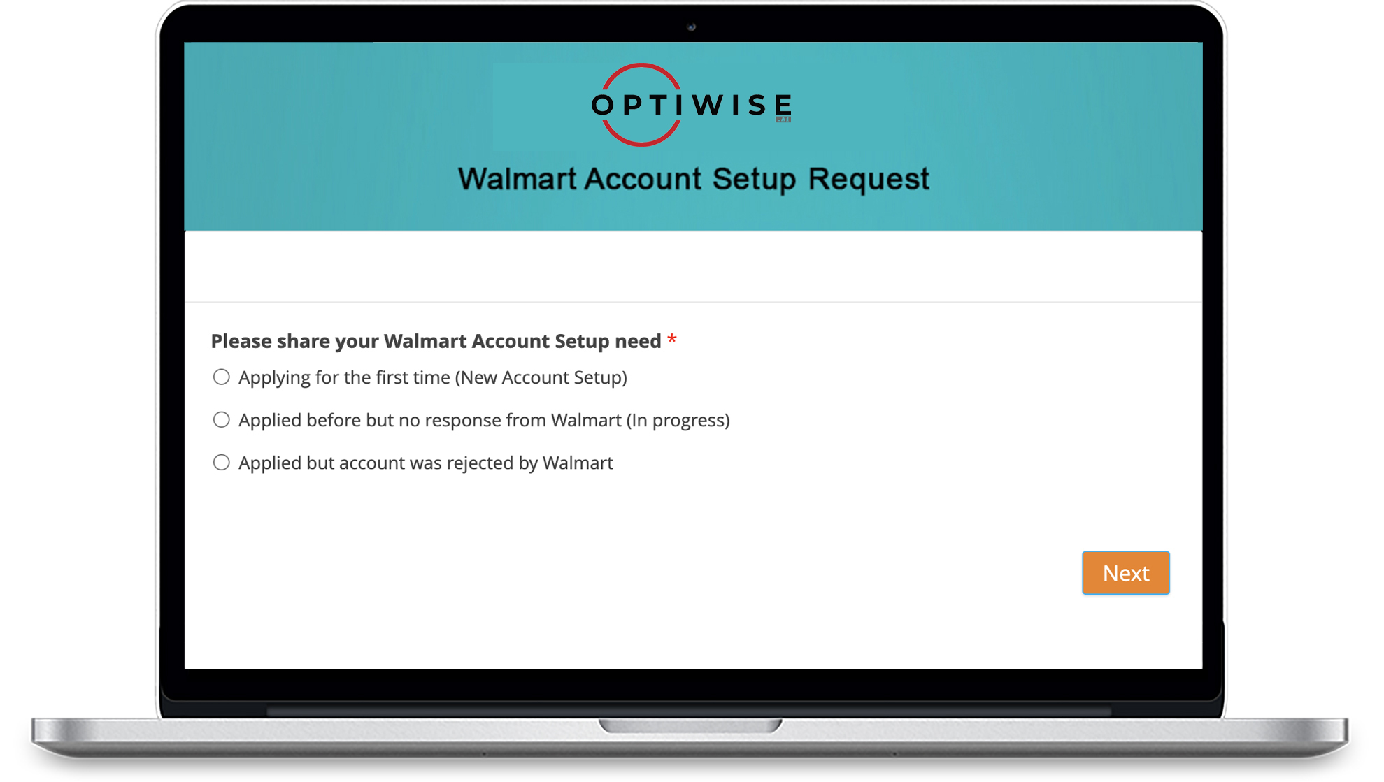 walmart account setup request